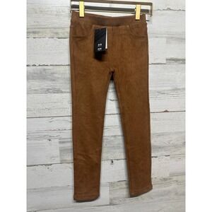 Nano Faux Suede Leggings Girls 7 Brown Elastic Waist Slim Fit NWT